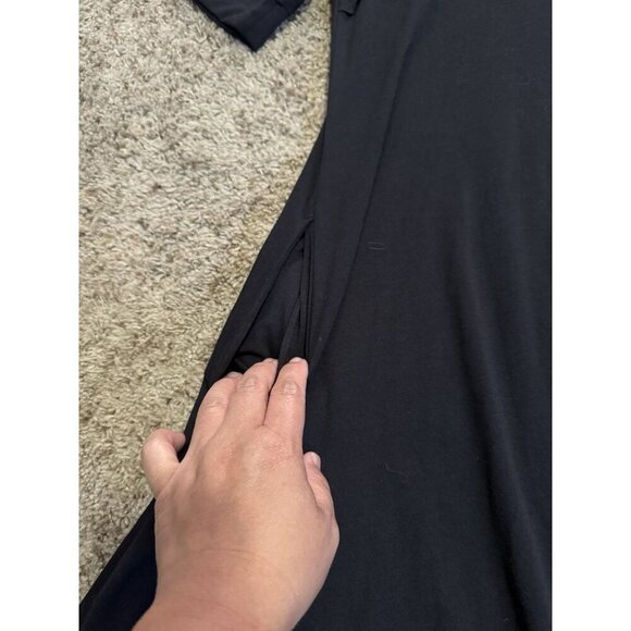 LOGO Lounge Lori Goldstein Black Tshirt Dress Asymmetrical Handkerchief Hem MED - Picture 6 of 8